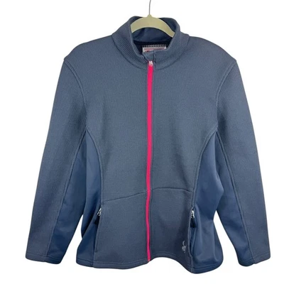 Spyder Gray Neon Pink Core Sweater Full Zip Mock Neck Soft Shell Jacket Size XL - Image 1 of 4