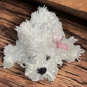 GANZ Webkinz Lil' Kinz White Terrier HS106 Shaggy Fur Plush Beanbag Toy NO CODE - Picture 1 of 5
