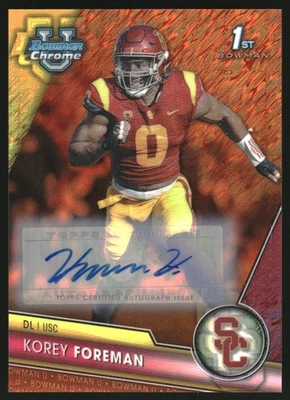 2023 Bowman Chrome University Autographs Orange Shimmer #190 Korey Foreman /25 - Image 1 of 2