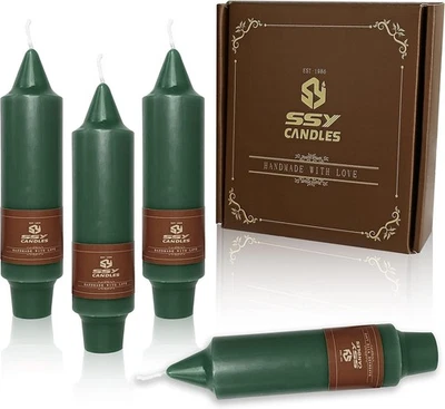 Velas cónicas sin goteo hechas a mano cónicas 5 pulgadas 5 pulgadas, 7D-verde oscuro  Foto 1 de 4