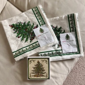 Spode Christmas Tree 8 Napkins & 6 Coasters NEW! - Picture 1 of 5