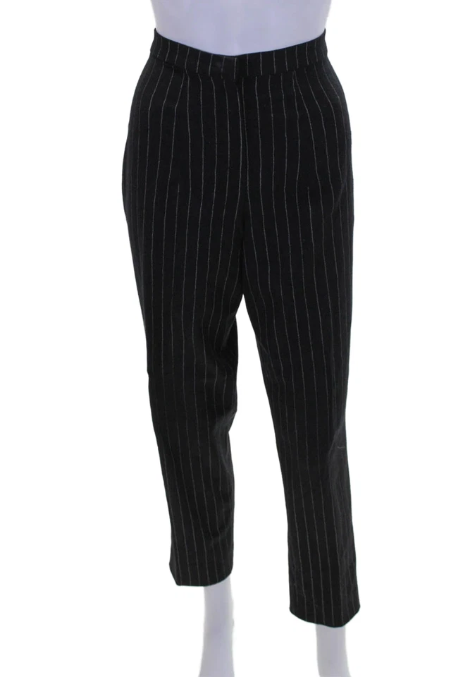 Pantalones cónicos Gunex para mujer a rayas frente plano tiro alto negros talla 6 Foto 1 de 4