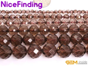 AAA Natural Faceted Brown Smoky Quartz Loose Stone Beads For Jewelry Making 15" - Picture 1 of 47