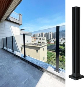 Palo balaustra ringhiera vetro nero 47,2 pollici per gradini/ville/balcone/scale - Foto 1 di 6