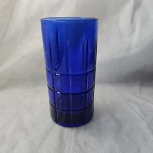 Anchor Hocking Cobalt Blue Tartan 16oz Drinking Glass Tumbler Water Iced Tea 6" - Picture 1 of 6