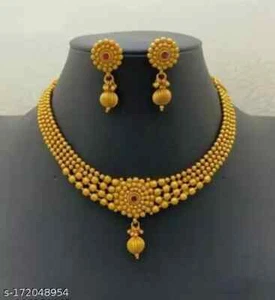 Indisches Bollywood vergoldet Kundan Halsband Braut Halskette Ohrringe Schmuck Set - Bild 1 von 5