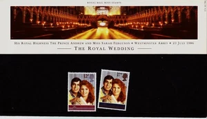 Estampillas de boda real del príncipe Andrew y Sarah Ferguson como nuevas en carpeta - Imagen 1 de 3