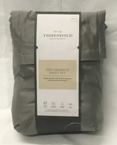 Threshold Sheet Set Full 400TC Sheet Gray 100% Cotton 18" DP Bedroom - Picture 1 of 5