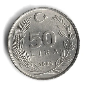 1986 Turkey / Turkiye 50 Lira World Coin - KM# 966 - Picture 1 of 2