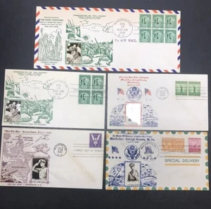 WW2 FDC GEN. MacArthur Crosby Cachets Lot Of 5 - Picture 1 of 16