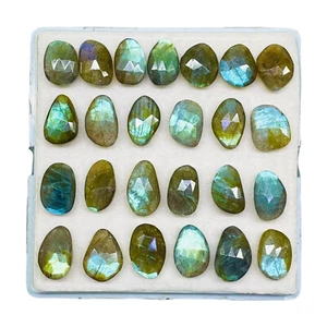 25 Pcs Natural Labradorite 15.5-17mm Rose Checker Cut Flat Back Loose Gemstones - Picture 1 of 9