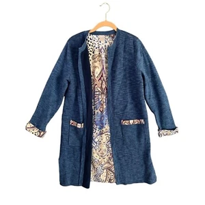 Chicos 1 Strickjacke Pullover blau Blumenfutter Bündchen Damen offen Medium/8 Staubtuch - Bild 1 von 8