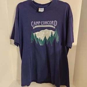 VTG Tee Shirt XL  Blue Graphic Camp Concord Short Sleeve - Picture 1 of 3