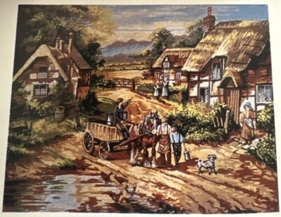 Printed needlepoint Tapestry Made By Gobelin L Village Canvas Only 60x75 Cm - Image 1 of 4