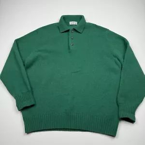 Vintage Valentino Sport Virgin Wool Button Collared Green Sweater Large - Picture 1 of 5