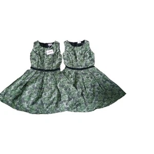 Moon Size Small Girls Dress Lot Of Two Floral Green. Short Sleves Twin - Picture 1 of 9