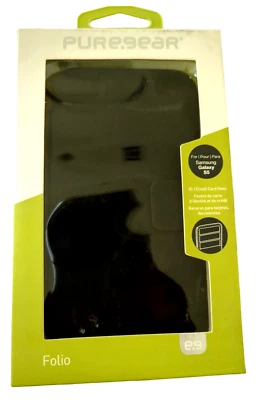 Funda tipo folio para tarjeta de crédito PureGear Samsung Galaxy S5 con soporte convertible negra Foto 1 de 2