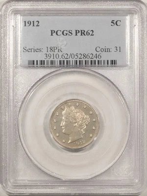 1912 PROOF LIBERTY NICKEL - PCGS PR-62, LOOKS CHOICE & PREMIUM QUALITY! - Image 1 of 3