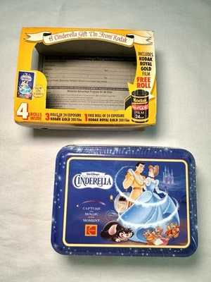 Пленка Disney Cinderella 1995 Holiday 4 рулона Kodak Gold 200 96 Exp жестяная коробка запечатанная - Изображение 1 из 4