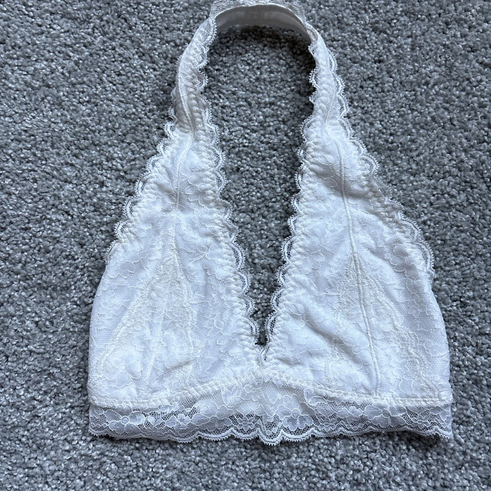 Gilly Hicks Bralette Size Small White Lace Halter Lightly Lined Wireless So Cute - Image 1 of 4