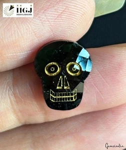 Diamante extraído de tierra natural negro con forma de cabeza de calavera rara de 4,36 quilates certificado por IIGJ - Imagen 1 de 7
