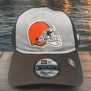 Cleveland Browns Helmet Hat New Era Snapback Cap 9Twenty 2 Tone Brown Grey Logo - Picture 1 of 6