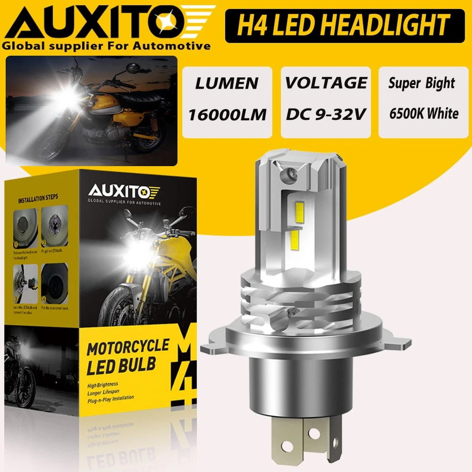 AUXITO H4 LED Motorcycle Headlight Hi/Lo Beam Light Bulb Super Bright 6500K 100W Foto 1 de 4