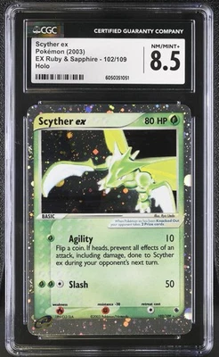 CGC 8.5 Pokemon Scyther ex 102/109 EX Ruby & Sapphire Ultra Rare Holo psa - Image 1 of 2