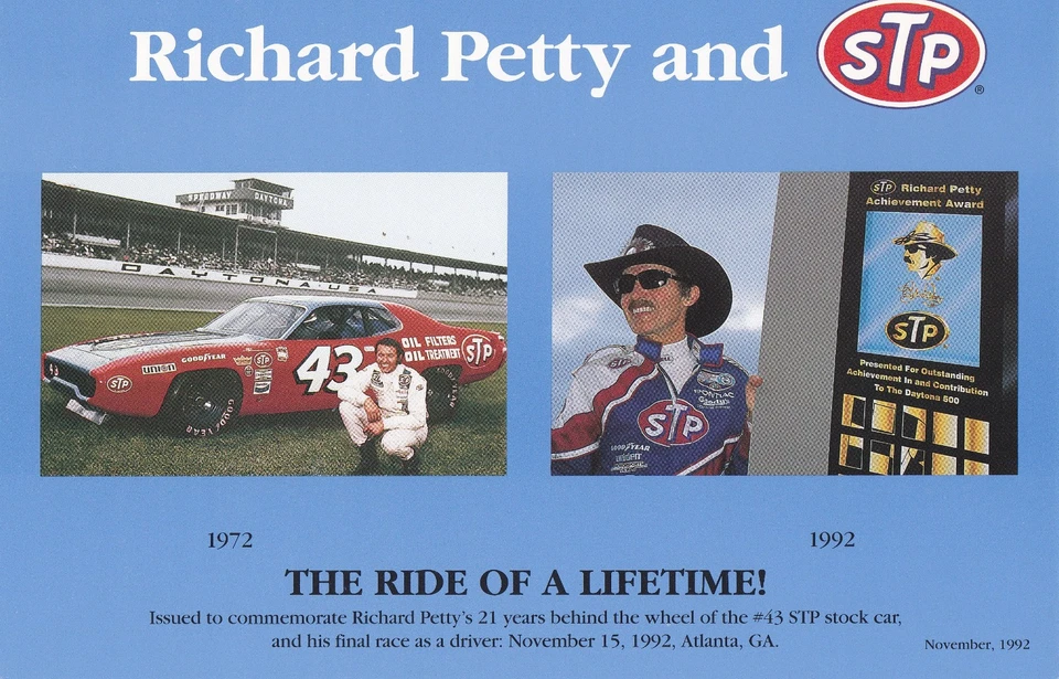 Richard Petty 1992 - Stp Pontiac Grand Prix 9" X 6" postal Foto 1 de 1