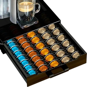 Coffee Pod Organizer with Glass Top, Holds 75 Small or 50 Large Pods, Black - Picture 1 of 9