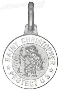 Genuine 925 Sterling Silver Saint St Christopher Protect Us Small Charm Pendant