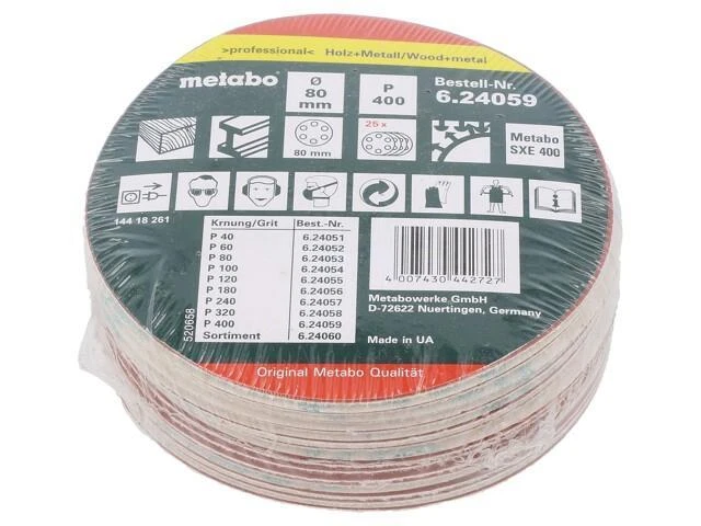 624059000 Papel de lija Ø: 80 mm Grano: 400 Montaje: Autoadhesivo METABO Foto 1 de 1
