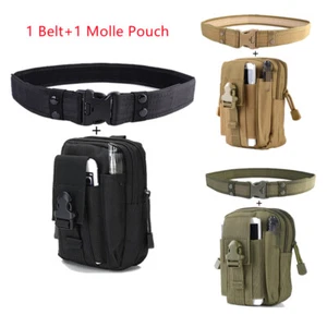 Tactical Molle Phone EDC Pouch with 1pc Belt Military Adjustable Belt Waistband - Bild 1 von 16