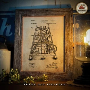 Vintage Oil Well Rig Patent Art Print Oil Drilling Artwork Office Wall Decor - Picture 1 of 7