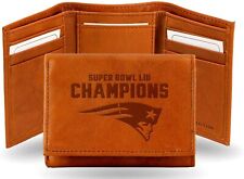 New England Patriots Super Bowl LIII Champions Premium Brown Leather Wallet,...