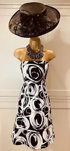 Coast UK 8 Black & White Cotton Mix Off The Shoulder Fit & Flare Occasion Dress - Picture 1 of 14