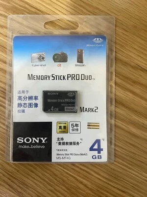 Brand New Sony 4GB Memory Stick PRO Duo Card For Sony camera MS-M4/T1  MS-MT4G - Image 1 of 4