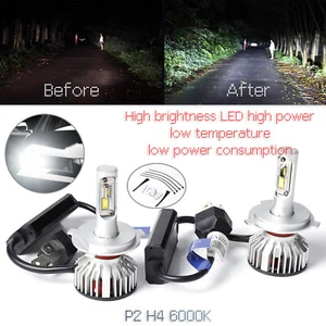 Three Color 6000K White Car LED Front Headlight Headlamp Light Bulbs P2 H4 - Picture 1 of 6