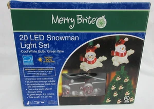 Merry Bright 20 LED Snowman String Light Set Christmas INDOOR/OUTDOOR 7 FEET NEW - Picture 1 of 10