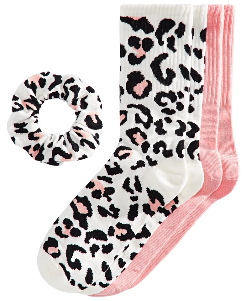 Conjunto de 2 pares de calcetines y calcetines crujientes JENNI para mujer 9-11 rosa leopardo estampado animal Foto 1 de 1