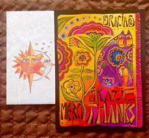 Laurel Burch, "A World Of Thanks" (1) Leanin Tree Thanks Card, With (1) Envelope - Picture 1 of 6
