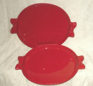 Pair of Solid Red Bow Serving Trays Ullman Set of 2 Party - Picture 1 of 7