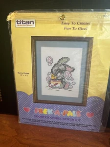 Titan Needlecraft Peek A Pals Bunny Picture #1452 Counted Cross Stitch Kit - Picture 1 of 4