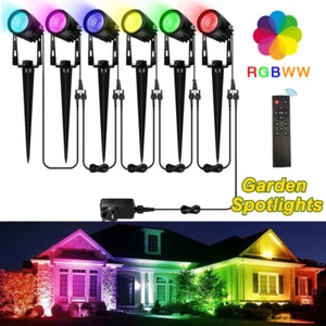 6er RGB Gartenstrahler mit Erdspieß Gartenspot mit Fernbedienung Gartenleuchte - Bild 1 von 18