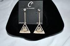 Cezanne CZ /Gold Triangle Crystal Dangling Earrings #ME7870  NWT