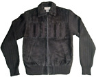 Veste zippée complète Peter Et Jon cuir daim tricoté noir hommes S vintage années 80