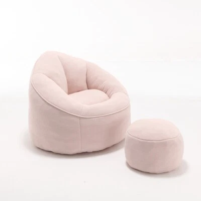 Bean Bag Sofa Chair High Pressure Foam Bean Bag Chair with Padded Footrest Pink - Image 1 of 4