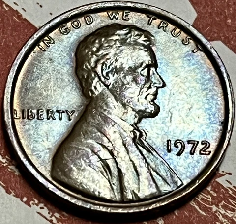 1972 P GORGEOUS TONED LINCOLN CENT W/ SUPER STRONG DDO VARIETY! COLLAR CLASH UNC Cover