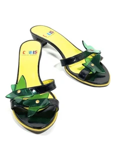 Vintage 90s Y2K Chunky Heel Sandals Slide Gel Mule Strappy Charles Jourdan 7.5 - Picture 1 of 9