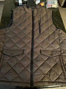 Men's Roundtree & Yorke Brown Square Quilted Full Zip Vest XXLT Retail $179!!!! - Picture 1 of 5